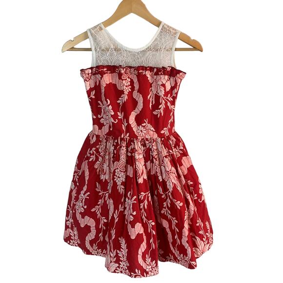Five Loaves Two Fish Sz 10 Girls Floral Lace Dress Red Sleeveless Holiday - Picture 1 of 8